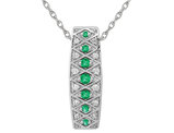 3/10 Carat (ctw) Lab-Created Emerald Drop Pendant Necklace in 14K White Gold with Lab-Grown Diamonds and Chain